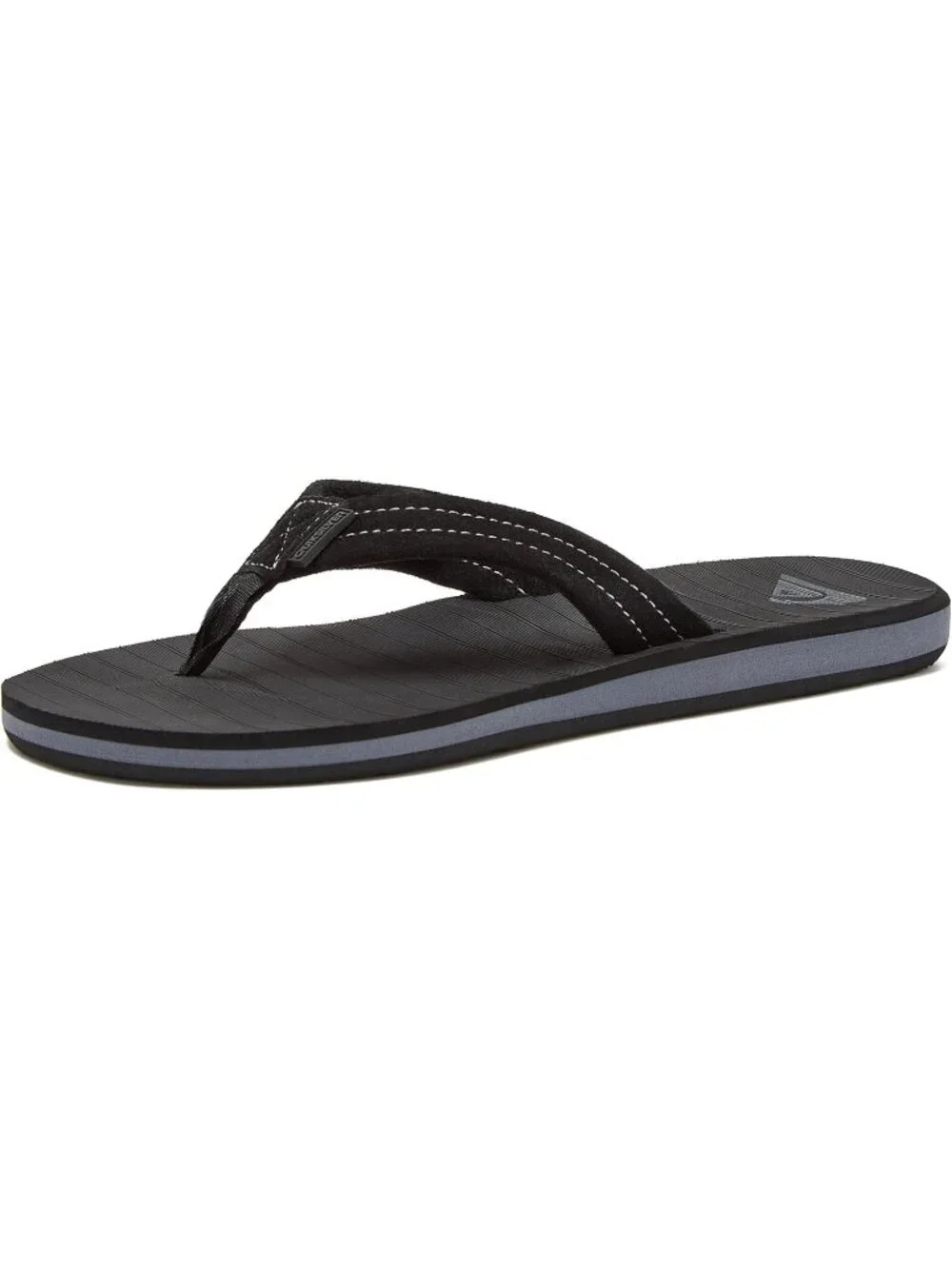 Men's Solid Black Suede Flip Flops Arch Support Athletic Sandals Thong Casual